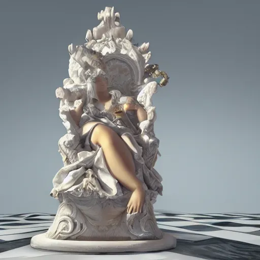 Image similar to baroque rococo vaporwave statue, trending on art station, 4k UHD, 8k, painting illustration, high detail, rendered in unreal engine, 3d render, god rays, volumetric lighting, award winning, photorealistic