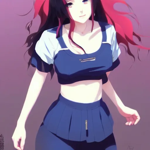 Image similar to a beautiful young japanese anime kat dennings alluring instagram model in crop top, by ilya kuvshinov and artgerm, aesthetic, gorgeous, alluring, attractive, gapmoe yandere grimdark, trending on pixiv fanbox, painted by greg rutkowski makoto shinkai takashi takeuchi studio ghibli, akihiko yoshida