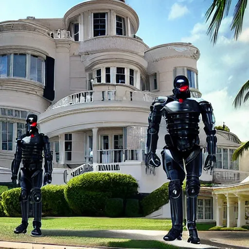 Image similar to robocop raiding donald trumps mansion