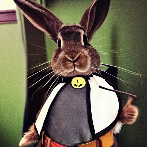 Image similar to rabbit dressed as batman