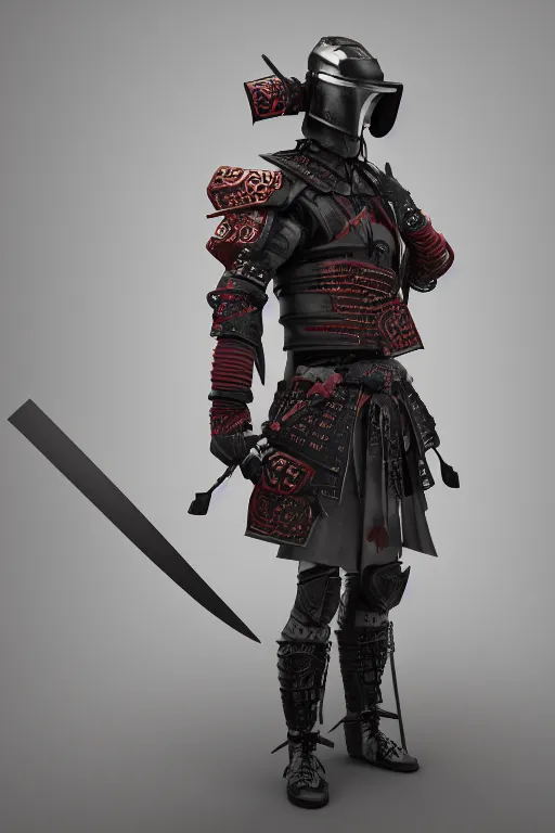 Prompt: magical realism cyberpunk samurai warrior, helmet, armour, ultradetailed, volumetric lighting, 4k UHD.
