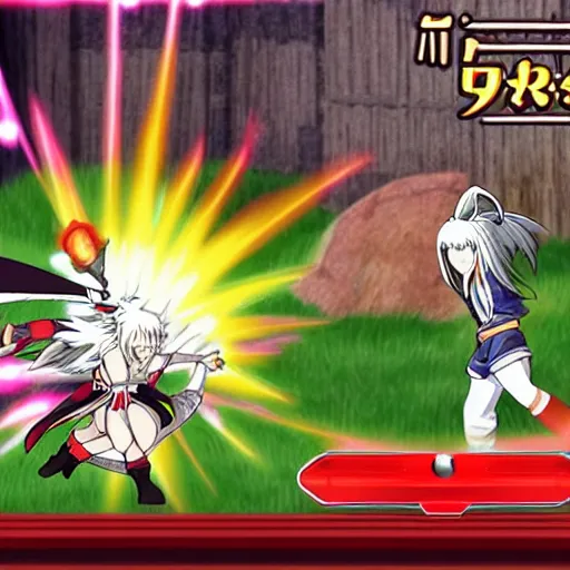 Prompt: screenshot of inuyasha in genshin impact game