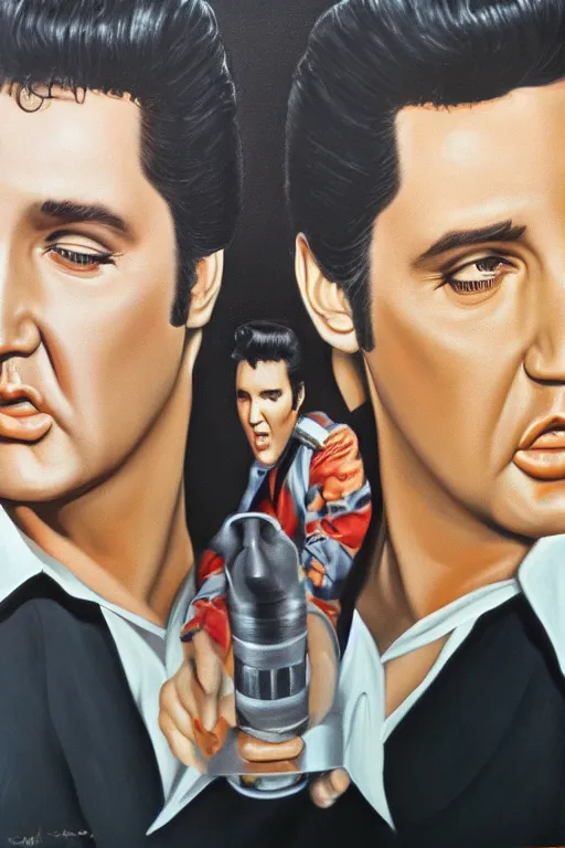 Prompt: film still of elvis presley on seinfeld, seinfeld, oil on canvas, intricate, portrait, 8 k highly professionally detailed, hdr, cgsociety