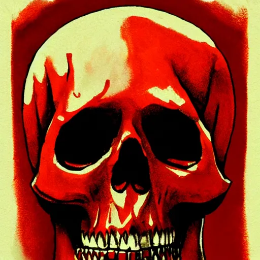 Prompt: The red-hot skull of a demon