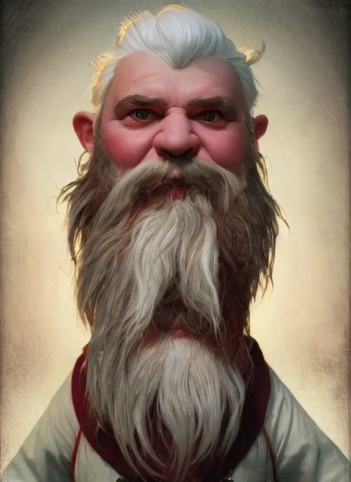 Prompt: relaxed dwarf with white hair, red iris, long beard, pale snow white skin, full body character portrait, colorful, octane render, unreal engine, studio lighting, photorealistic, digital art by greg rutkowski and alphonse mucha, and mcbess