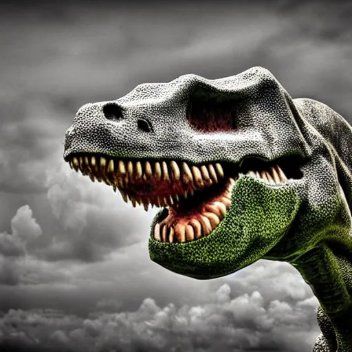 Image similar to dinosaur smoking a cigarette in their mouth realistic hdr professional shot