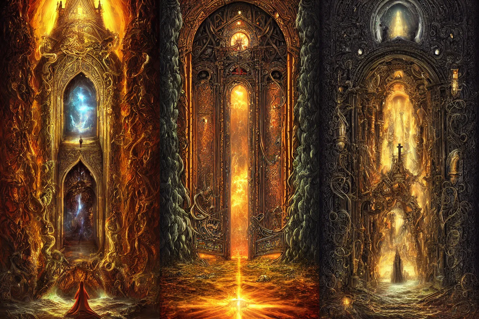 Prompt: the gate to the eternal kingdom of religion, fantasy, digital art, hd, detailed.