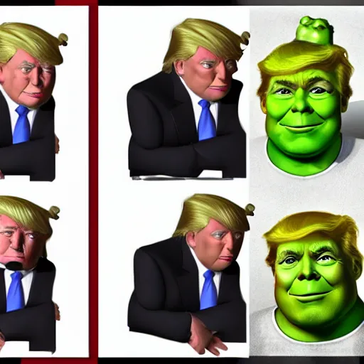 Image similar to donald trump stylized as shrek, portrait, artstation, concept art by greg rutkowsk