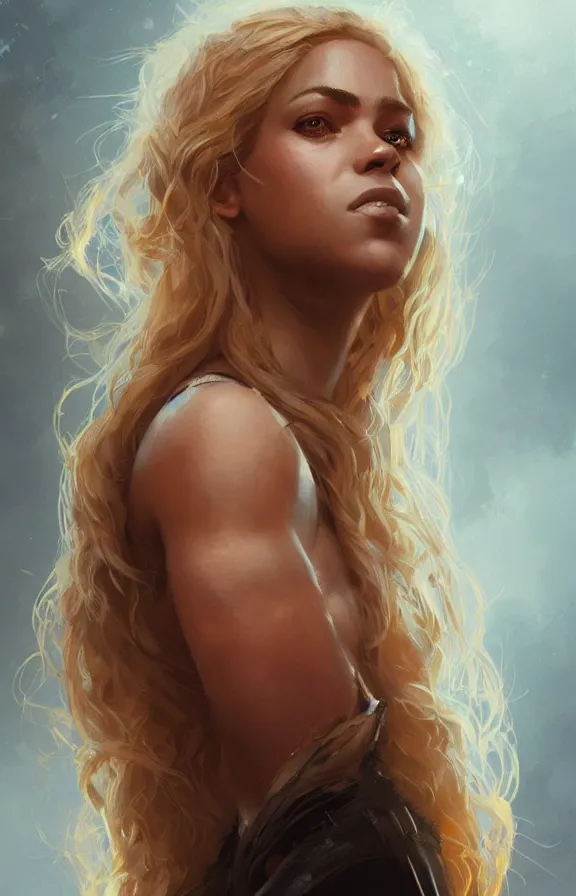 Prompt: portrait of shakira by greg rutkowski, young, attractive, highly detailed portrait, scifi, digital painting, artstation, concept art, smooth, sharp foccus ilustration, artstation hq