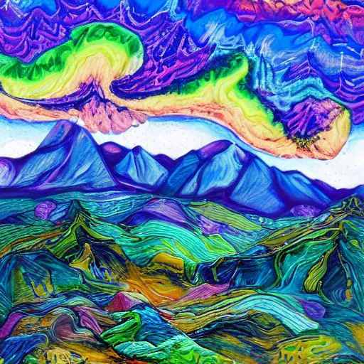 Trippy best sale mountain painting