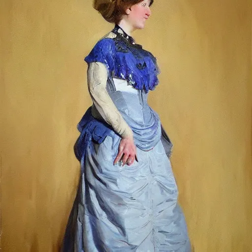 Image similar to oil portrait of a victorian lady wearing a beautiful dress by greg rutowsky, trending on artstation