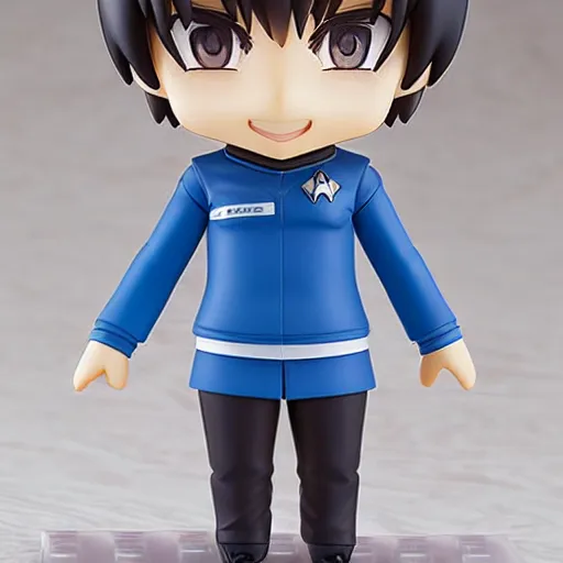 Image similar to an anime nendoroid of spock, detailed product photo