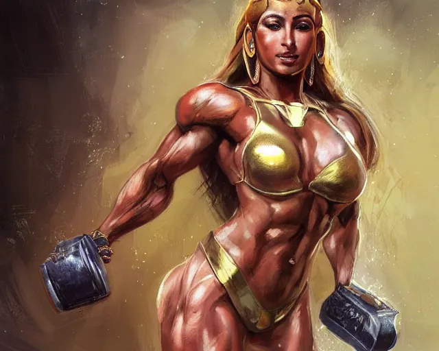 Prompt: portrait of samus aran as a very attractive female bodybuilder egyptian queen, elegant, fantasy, hd shot, digital portrait, beautiful, artstation, comic style, by artgerm, guy denning, jakub rozalski, magali villeneuve and charlie bowater