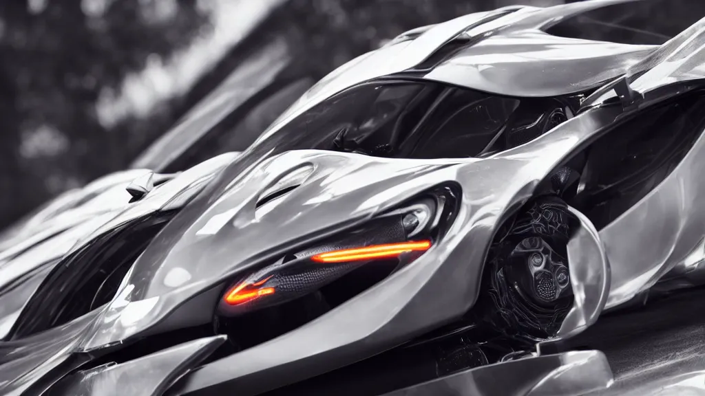 Prompt: soft bokeh photo of a mclaren scifi concept car, cinematic, fine details, symmetrical, 4 k, digital art, wallpaper