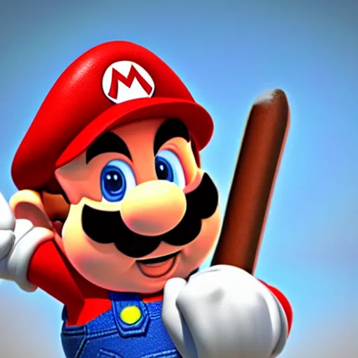 Prompt: 3d render of Mario with long pink hair