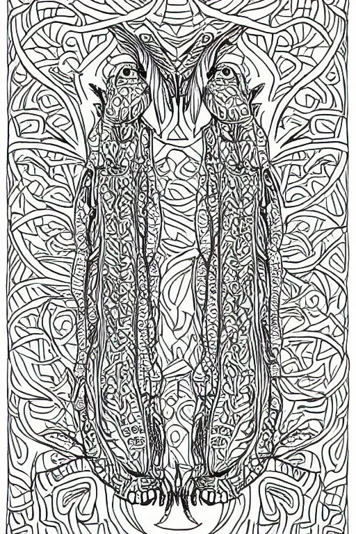 Image similar to symmetric lizard adult colouring page ink drawing