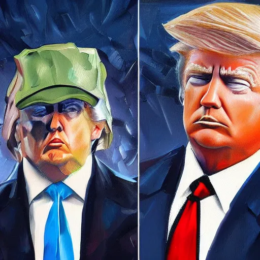 Image similar to fbi agents arresting donald trump, oil painting, in the style of artstation