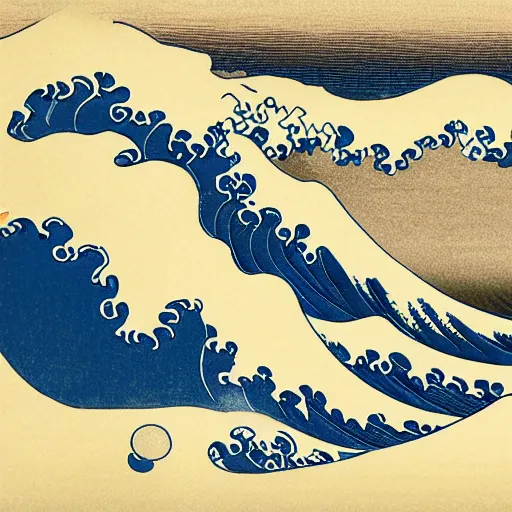 Prompt: baseballs wave, by Hokusai, detailed, very detailed, 4k