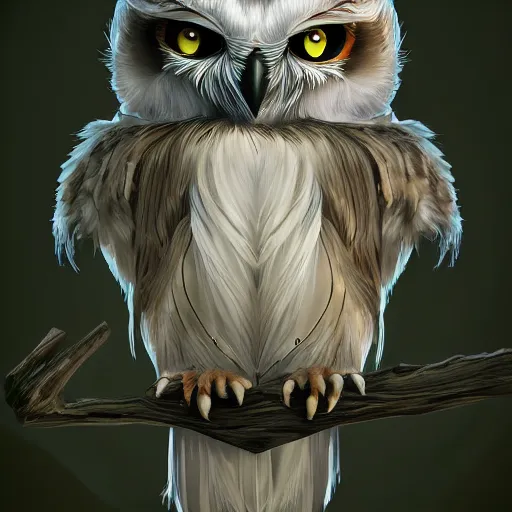 white feathered humanoid owl adventurer, video game | Stable Diffusion