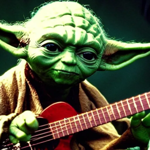 Image similar to yoda performing at woodstock