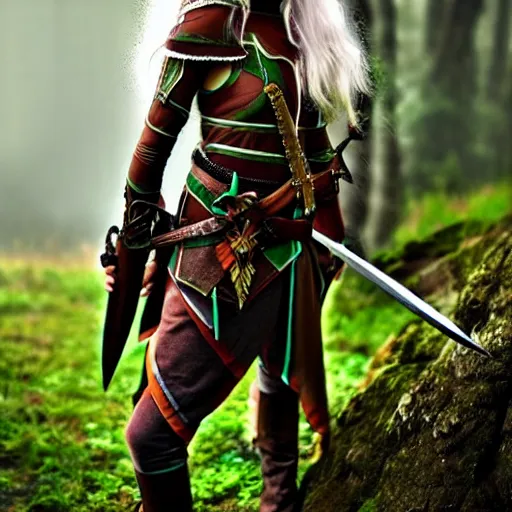 Image similar to photo of a real-life beautiful elven warrior