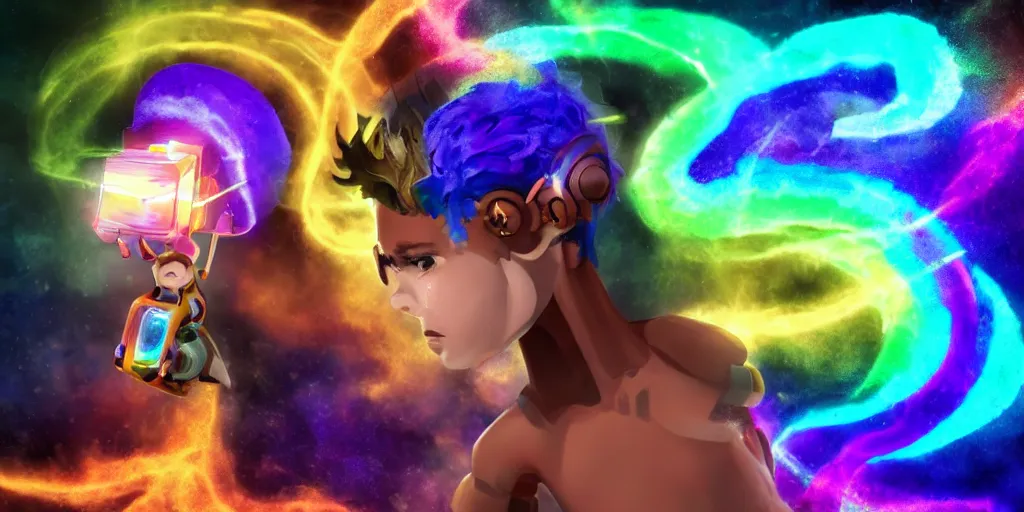 Prompt: a 16 year old boy with god rainbow elemental powers brown hair cut like lebron james a rainbow t shirt that says subscribe to waya steurbaut 2 on youtube and a half robot half elve half demon cute boy octane render in the style of waya steurbaut, high resolution film render 100k, photo realistic