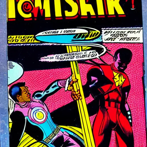 Image similar to Samuel L. Jackson as Tony Stark, comic book cover, art by Steve Ditko.