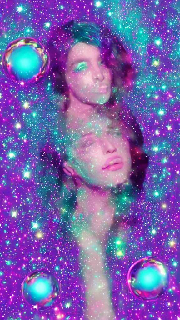 Prompt: popworld 3 d y 2 k the cosmos and sparkles, seapunk