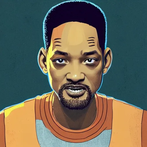 Prompt: a study of cell shaded portrait of will smith concept art, llustration, post grunge, concept art by josan gonzales and wlop, by james jean, Victo ngai, David Rubín, Mike Mignola, Laurie Greasley, highly detailed, sharp focus, alien, Trending on Artstation, HQ, deviantart, art by artgem