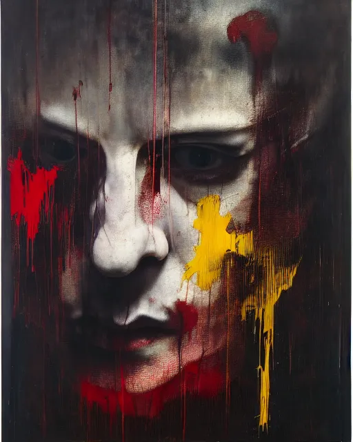 Image similar to the embodiment of mystery, a brutalist designed, gothic, rich deep colours, broad brush strokes, painted by francis bacon, adrian ghenie, nicola samori, james jean and petra cortright, part by gerhard richter, part by takato yamamoto. 8 k masterpiece.