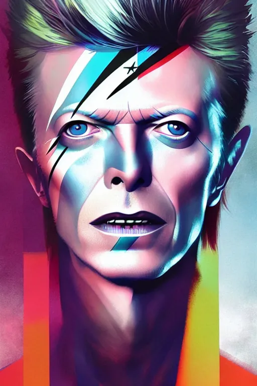 Image similar to david bowie, manga cover art, detailed color portrait, artstation trending, 8 k, greg rutkowski