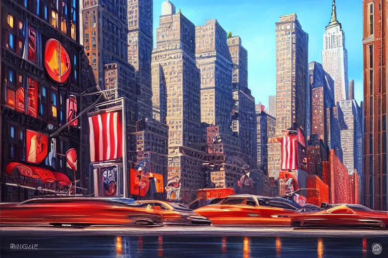 Prompt: painting of new york city, fine details, magali villeneuve, artgerm, rutkowski