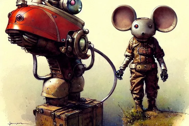 Image similar to adventurer ( ( ( ( ( 1 9 5 0 s retro future robot mouse explorer vehical. muted colors. ) ) ) ) ) by jean baptiste monge!!!!!!!!!!!!!!!!!!!!!!!!! chrome red