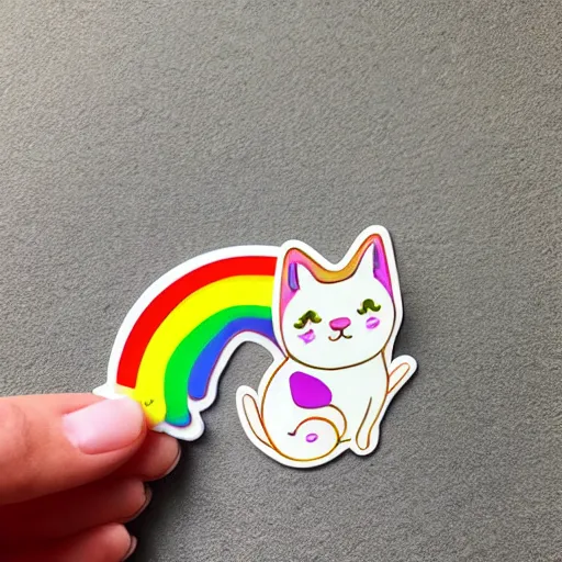 Prompt: cute rainbow cat sticker