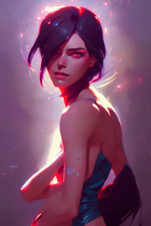 Image similar to a ultradetailed beautiful painting of jinx from arcane, by greg rutkowski, conrad roset, and ilya kuvshinov trending on artstation