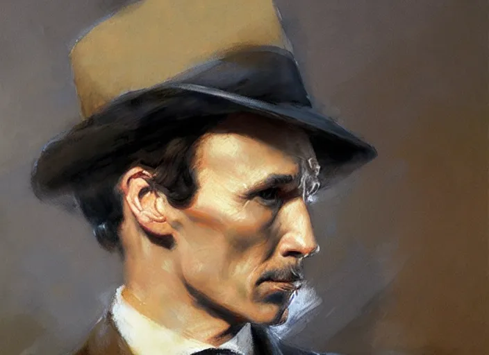 Image similar to a highly detailed beautiful portrait of sherlock holmes, by gregory manchess, james gurney, james jean