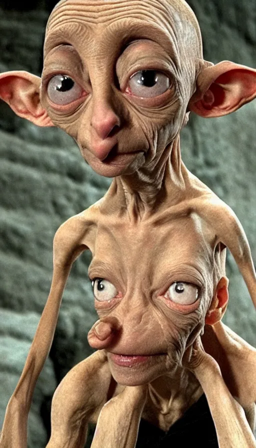 Image similar to dobby gollum testifying in court, cinema still