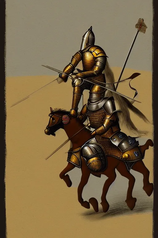 Image similar to a knight riding a horse - chariot by chris mcgrath and greg rutowski, muted colors, detailed