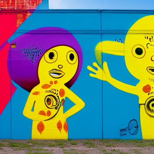 Image similar to wall with graffiti, splash painting, by os gemeos