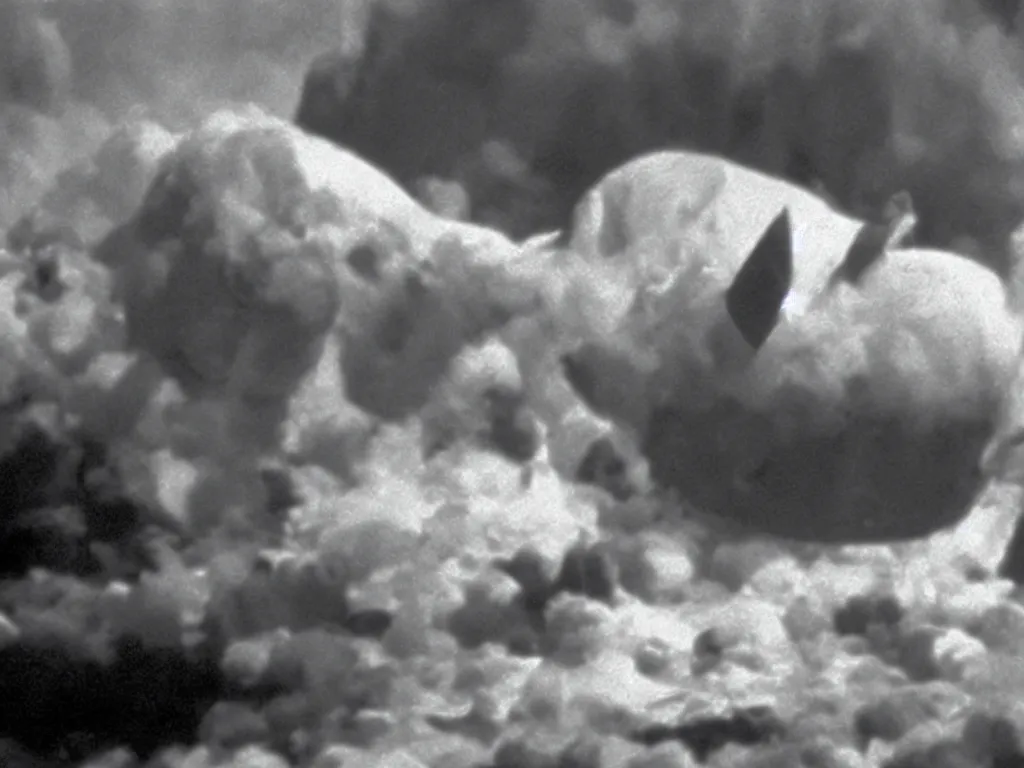 Image similar to Snorlax as the Hindenburg crashing, still from 1937 film reel