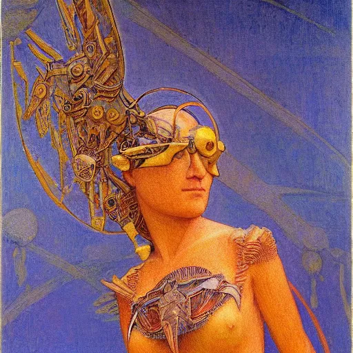 Prompt: sculpture of an ornate robot bird, by annie swynnerton and diego rivera and nicholas roerich and jean delville, symbolist, dramatic lighting, god rays, art brut, rich colors, smooth, sharp focus, extremely detailed, adolf wolfli, by janet fish and ( donato giancola and bilibin )