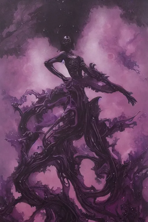 Image similar to purple rain, extremely detailed painting by gerald brom and and greg rutkowski