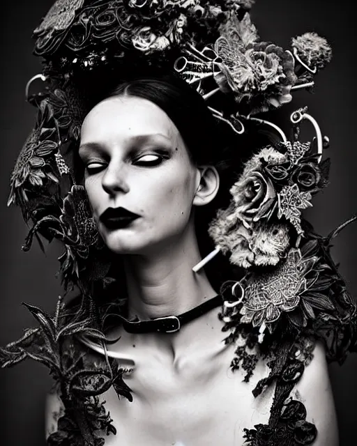 surreal dark poetic black and white photo portrait of | Stable ...