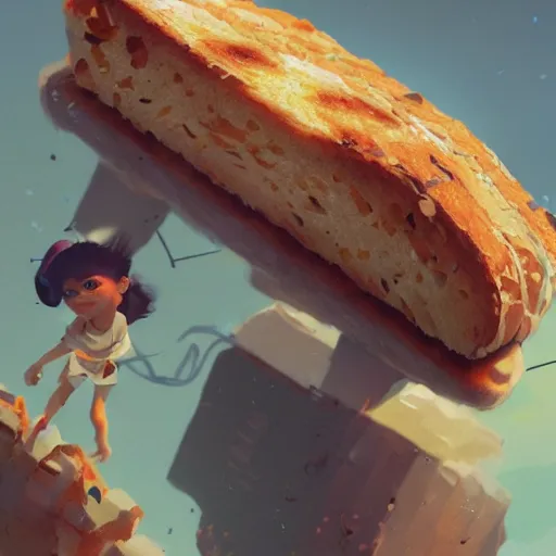 Prompt: a large slice of toasted bread with a face, arms and legs, cute pixar character, volumetric lighting, dynamic composition, fantasy, hyper detailed, ultra realistic, sharp focus, octane render, concept art by sachin teng and sergey kolesov and ruan jia and heng z