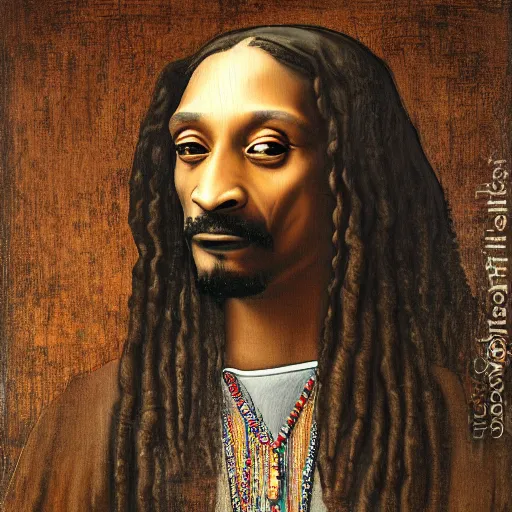 Prompt: extremely detailed snoop dogg painting by Leonardo Da Vinci, 8k