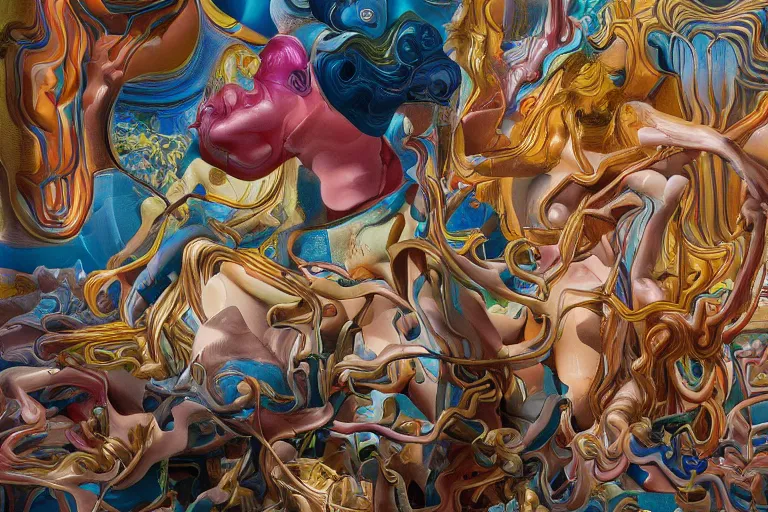 Prompt: abstract sculpture by james jean and salvador dali and shusei nagaoka, oil on canvas, exquisitely intricate details, surrealism, neoclassicism, renaissance, hyper realistic, ultra detailed, cell shaded, 8 k
