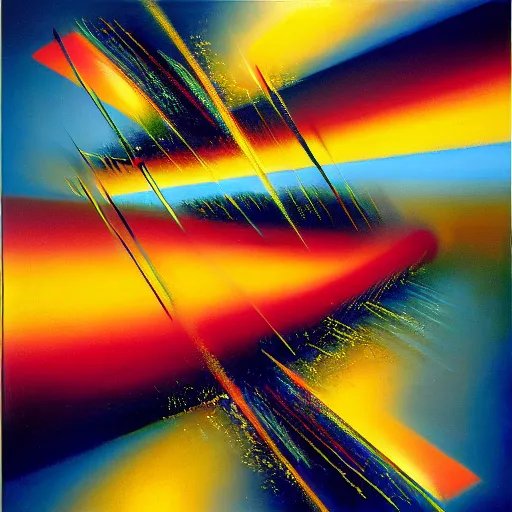 Image similar to abstract art representing momentum, oil painting by john berkey and gabriel dawe, masterwork