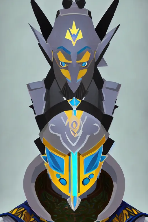 Image similar to an in game portrait of king rhoam from the legend of zelda breath of the wild, breath of the wild art style.