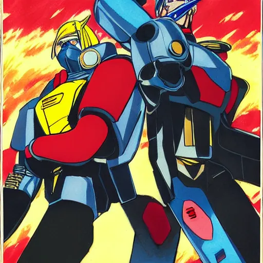 Image similar to a portrait of char aznable and garma zabi , drawn by Yoshikazu Yasuhiko, gundam gto , 0079