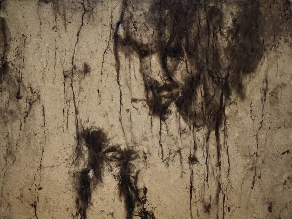 Prompt: scene with man in the desert. painting by nicola samori